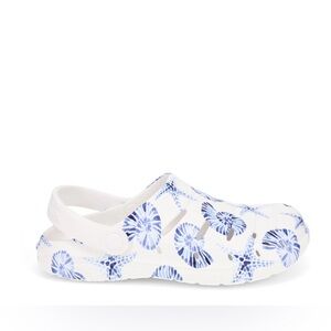 White and Blue Water Shoes with Floral Design